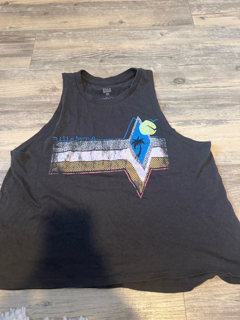 Billabong Black Retro Surf Graphic Muscle Tank